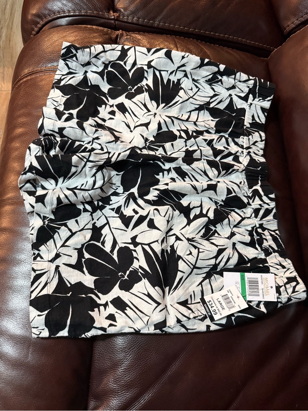 MICHAEL Michael Kors Black & White Floral Linen Shorts